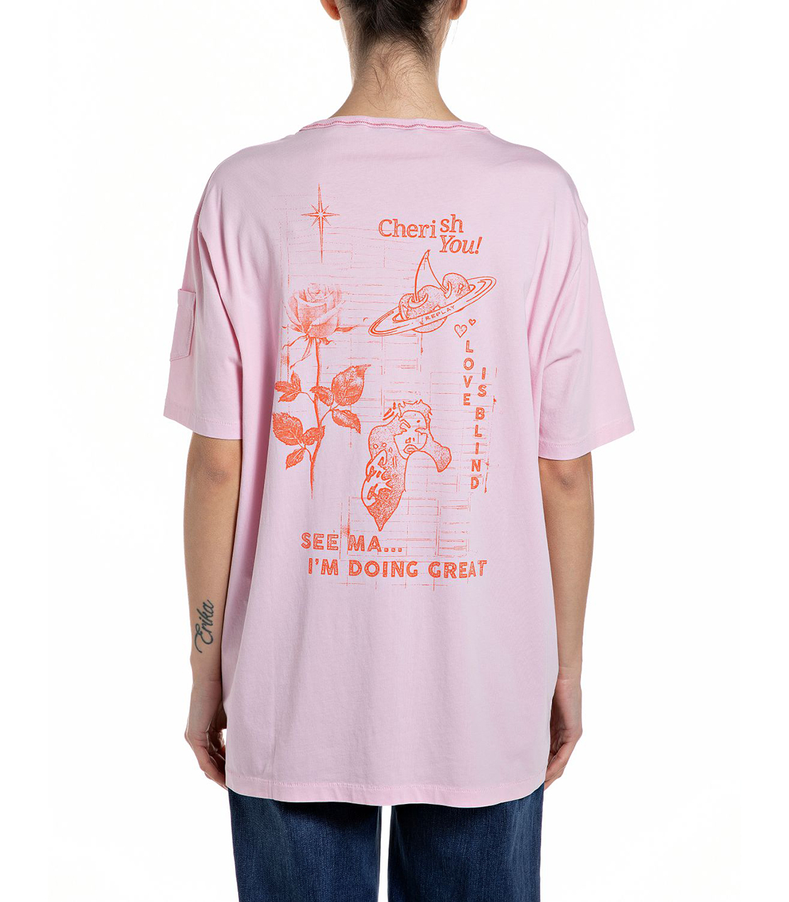 オーバーダイコットンジャージーTシャツ 詳細画像 フラミンゴピンク 2